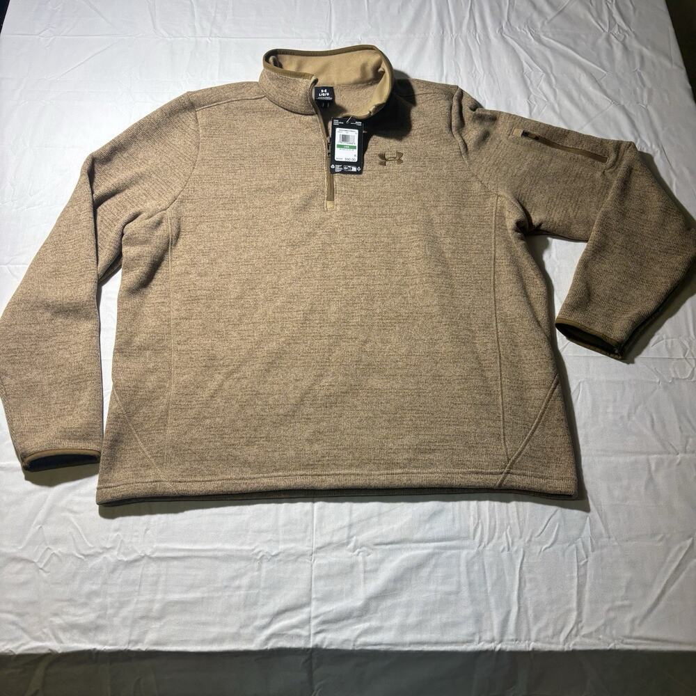 Under Armour Specialist Quarter Zip Mens Large Brown Pullover Sweater NWT‎